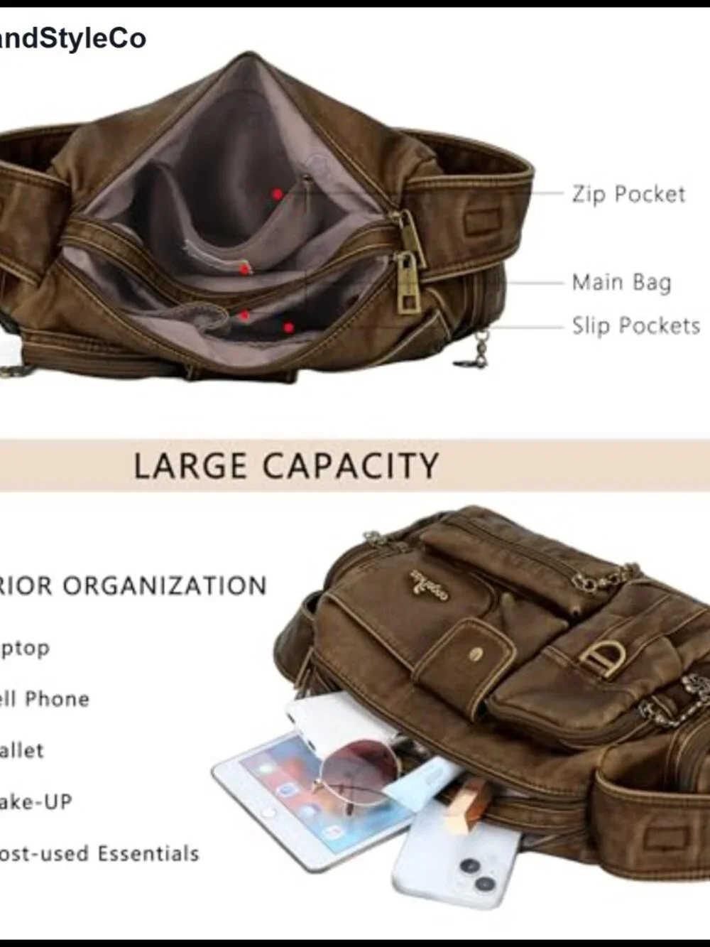 Vintage Hobo Handbag Women Faux Leather Crossbody Shoulder Bag Adjustable Strap